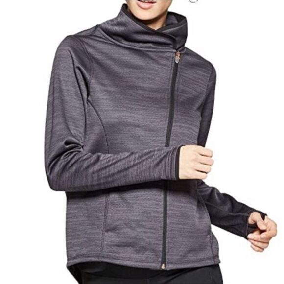 Champion Women's Tech Fleece Gray Asymmetrical Front Zip Long Sleeve Jacket - Picture 1 of 14